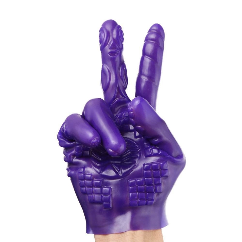 PVC Manual Vibrating Sex Glove Spotted / Diamond Pattern DF262